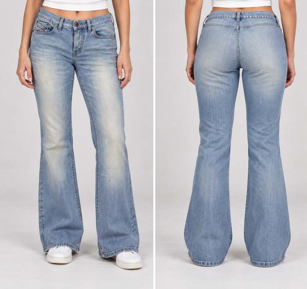 Diesel 2000s Flare Made In Italy Denim Jeans Size 31 x 30 Women's Vintage Blue